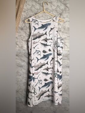 Super Sharks S Sheath Dress Coastal Statement Vacation Nautical Fun Quirky Beach